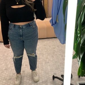 AE high rise ripped mom jeans